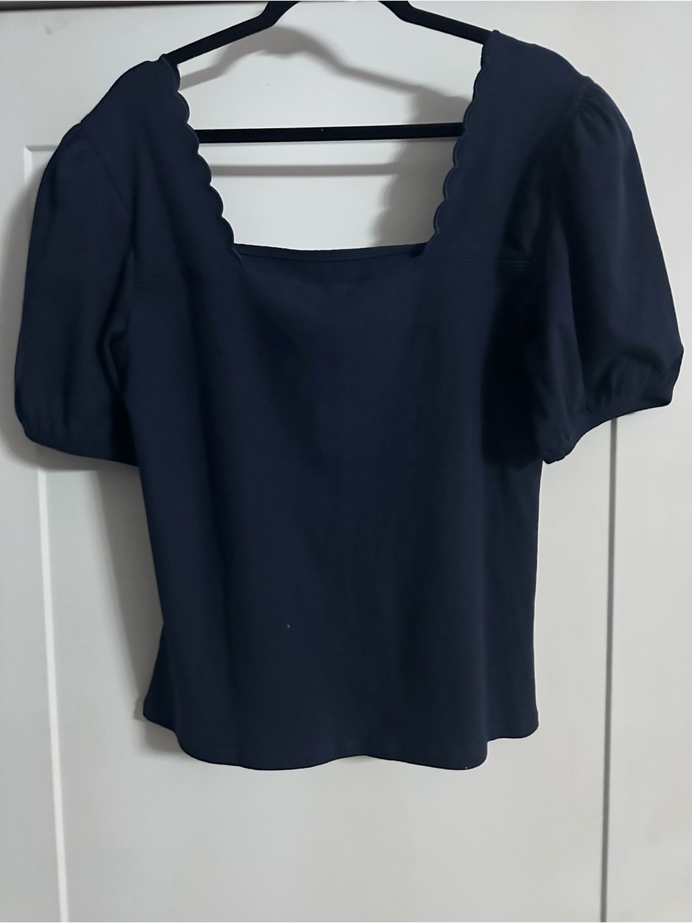 NWT Torrid Belle + Isle Ribbed Scalloped Square Neck Puff Sleeve Top Size Large - Picture 3 of 6